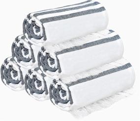 img 4 attached to Glamburg 100% Cotton Turkish Peshtemal Fouta Towels - Beach Towel - Thin Travel Camping Bath Sauna Beach Gym Pool Blanket - Soft Durable Absorbent - 6 Pack 36X71 - Navy
