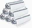 glamburg 100% cotton turkish peshtemal fouta towels - beach towel - thin travel camping bath sauna beach gym pool blanket - soft durable absorbent - 6 pack 36x71 - navy logo