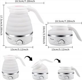 img 3 attached to Портативный электрический чайник 700 мл - складной для путешествий, пищевой силикон, разъемный шнур питания и защита от выкипания - 110 В, 850 Вт, вилка США (белая)