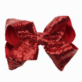 img 3 attached to 🎀 MSSD Handmade Stretchy Ribbon Headband with Pom Bun and Bows - 6 inch Big Hair Bow Headband for Infant Baby Girls, Perfect for Christmas