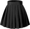women's high waisted pleated a-line mini skirt shorts with elastic wide waistband logo