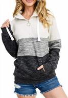 stay cozy and stylish with women's color block cowl neck hooded sweatshirt logo