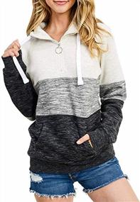 img 4 attached to Stay Cozy And Stylish With Women'S Color Block Cowl Neck Hooded Sweatshirt