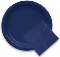 10" navy blue paper banquet large plates with 3-ply navy party napkins (24 pcs) - 50 pcs set logo