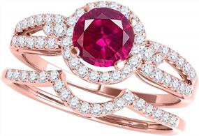 img 4 attached to Unleash Your Inner Royalty With MauliJewels 14K Solid Gold Ruby And Diamond Bridal Ring/Band Set