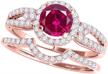 unleash your inner royalty with maulijewels 14k solid gold ruby and diamond bridal ring/band set logo