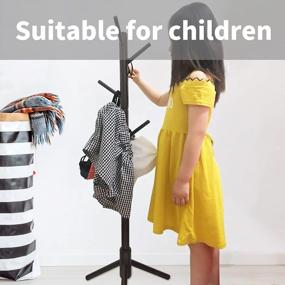 img 2 attached to Kids Coat Rack Wooden Free Standing Tree Hanger 8 Hooks Organizer Furniture Living Room Bedroom Entryway Hat Scarves Satchel Umbrella Easy Assembly Coffee