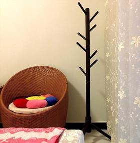 img 1 attached to Kids Coat Rack Wooden Free Standing Tree Hanger 8 Hooks Organizer Furniture Living Room Bedroom Entryway Hat Scarves Satchel Umbrella Easy Assembly Coffee