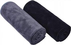 img 4 attached to 2-Pack Microfiber Gym Towels For Men Women - Quick Dry Exercise Sports Travel Towel Set For Cycling Workout Sweat, HOPESHINE Home Gyms (Black + Grey)