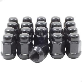 img 4 attached to 🔩 Set of 20 Black Bulge Acorn Lug Nuts 1/2-20 Thread Closed End - 1.38" Long - Cone Seat - 19mm (3/4") Hex Wheel Lug Nut Accessories