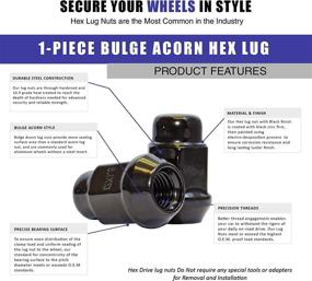 img 2 attached to 🔩 Set of 20 Black Bulge Acorn Lug Nuts 1/2-20 Thread Closed End - 1.38" Long - Cone Seat - 19mm (3/4") Hex Wheel Lug Nut Accessories