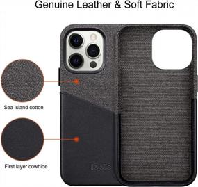 img 3 attached to Black Fabric Card Case With Enhanced Camera Protection For IPhone 13 Pro - Lopie'S Sea Island Cotton Series For Leather - 2-Card Holder Design