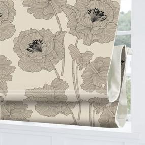 img 4 attached to Custom Grey Floral Blackout Roman Cordless Window Shades, Washable Fabric Blinds For Windows, Doors, French Doors & Kitchen Windows (1 Piece)