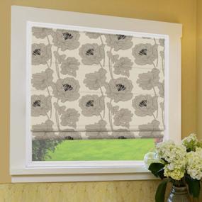 img 3 attached to Custom Grey Floral Blackout Roman Cordless Window Shades, Washable Fabric Blinds For Windows, Doors, French Doors & Kitchen Windows (1 Piece)