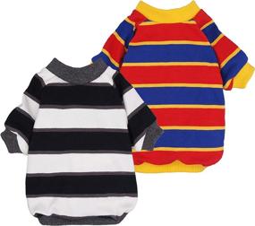 img 3 attached to 🐶 Fitwarm 2-Pack Striped Dog Shirts: 100% Cotton Puppy T-Shirts for Breathable and Stretchy Dog Clothes