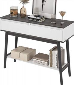 img 4 attached to SOGESFurniture Gray Console Table With Two Drawers And Two-Tier Storage Shelves - Ideal For Entryway, Living Room, And Hallway Narrow Sofa Table