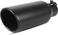 🚗 autosaver88 2.5 inch inlet black exhaust tip - stainless steel, 4" outlet, 12" length + powder coated finish logo