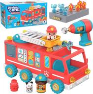 stem educational toy: design & drill bolt buddies fire truck take apart toy with electric drill, perfect gift for boys & girls 3+. logo