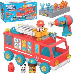 img 4 attached to STEM Educational Toy: Design & Drill Bolt Buddies Fire Truck Take Apart Toy With Electric Drill, Perfect Gift For Boys & Girls 3+.