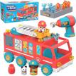 stem educational toy: design & drill bolt buddies fire truck take apart toy with electric drill, perfect gift for boys & girls 3+. logo