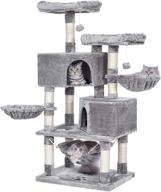 🐱 bewishome multi-level cat tree condo - sisal scratching posts, perches, houses, hammock, baskets - cat tower furniture - kitty activity center, kitten play house - light grey mmj05g logo