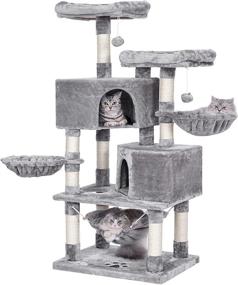 img 4 attached to 🐱 BEWISHOME Multi-Level Cat Tree Condo - Sisal Scratching Posts, Perches, Houses, Hammock, Baskets - Cat Tower Furniture - Kitty Activity Center, Kitten Play House - Light Grey MMJ05G