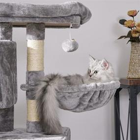 img 1 attached to 🐱 BEWISHOME Multi-Level Cat Tree Condo - Sisal Scratching Posts, Perches, Houses, Hammock, Baskets - Cat Tower Furniture - Kitty Activity Center, Kitten Play House - Light Grey MMJ05G