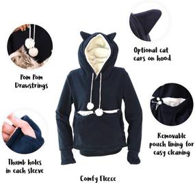 img 3 attached to 🐱 KangaKitty Hoodie Pet Holder- Cat Dog Large Pouch Pocket Carrier Sweatshirt with Kangaroo Pocket- Ideal for Small Animals- Unisex Design for Women and Men