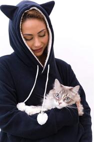 img 2 attached to 🐱 KangaKitty Hoodie Pet Holder- Cat Dog Large Pouch Pocket Carrier Sweatshirt with Kangaroo Pocket- Ideal for Small Animals- Unisex Design for Women and Men