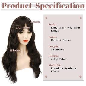 img 2 attached to 26 Inch Darkest Brown Curly Wig - BARSDAR Long Fluffy Wavy Heat Resistant Hair For Daily Party Cosplay Halloween Use
