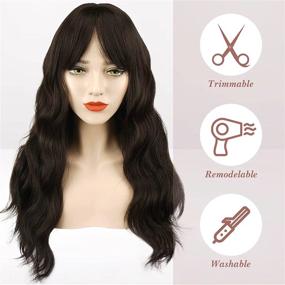 img 3 attached to 26 Inch Darkest Brown Curly Wig - BARSDAR Long Fluffy Wavy Heat Resistant Hair For Daily Party Cosplay Halloween Use