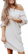 женское платье-свитер - prettygarden повседневный свободный пуловер большого размера с длинными рукавами и ребристым вязаным круглым вырезом для удобной носки логотип