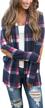 minipeach women's casual plaid print shirt long sleeve elbow patches draped open front cardigan coverup coat tops outwear logo
