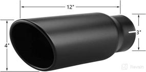 img 3 attached to 🚚 LCGP 3-Inch Inlet Black Exhaust Tip - 3"x4"x12" Clamp Bolt On Tailpipe Upgrade for Trucks