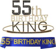 👑 55th birthday king crown and sash set: perfect gifts and decorations for men's 55th birthday celebration! logo