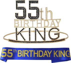 img 4 attached to 👑 55th Birthday King Crown and Sash Set: Perfect Gifts and Decorations for Men's 55th Birthday Celebration!