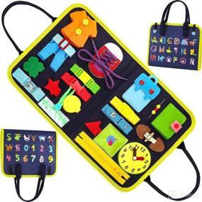 img 4 attached to 🧩 20-IN-1 Montessori Busy Board for 1-4 Year Old Boys and Girls - Educational Sensory Toy for Preschoolers Learning Basic Skills - Toddler Travel Toy for Airplane and Car