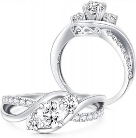 img 3 attached to Moissanite Engagement Nings For Women 2 Style Platinum Plated Silver Ring Twisting Moissanite Rings