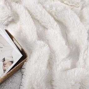 img 4 attached to Luxurious White EMME Faux Fur Blanket: Soft, Plush & Cozy For Bed, Sofa Or Couch As Gift Home Decor