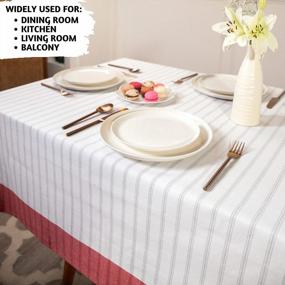 img 2 attached to Folkulture Boho Stripe Tablecloth For Farmhouse Décor And Outdoor Picnics, 60 X 84 Inches In Cherry Red