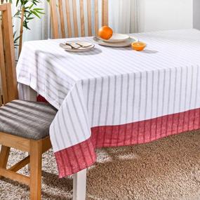 img 4 attached to Folkulture Boho Stripe Tablecloth For Farmhouse Décor And Outdoor Picnics, 60 X 84 Inches In Cherry Red
