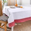 folkulture boho stripe tablecloth for farmhouse décor and outdoor picnics, 60 x 84 inches in cherry red logo