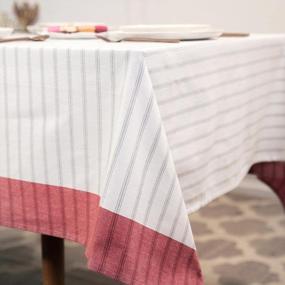 img 3 attached to Folkulture Boho Stripe Tablecloth For Farmhouse Décor And Outdoor Picnics, 60 X 84 Inches In Cherry Red