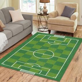 img 4 attached to 7X5Ft Football Soccer Field Area Rug - Ideal For Kids Playroom Decoration!