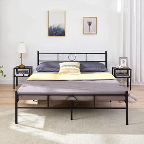 img 1 attached to Stylish And Sturdy AINGOO Queen Bed Frame With Headboard And Footboard, Steel Slat Support And No Box Spring Required