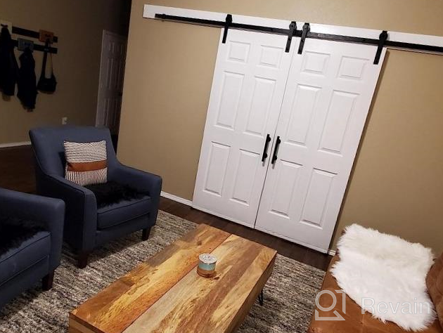 img 1 attached to Transform Your Space With ZEKOO 11 FT Double Barn Door Hardware Kit - Heavy Duty Steel, Black Finish review by Kyle Larjin