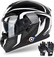 🏍️ dot full face bluetooth motorcycle helmet freedconn bm12 - integrated intercom system, dual visor, fm, voice dial, 2~3 riders pair, 500m range, black & white (size l) logo