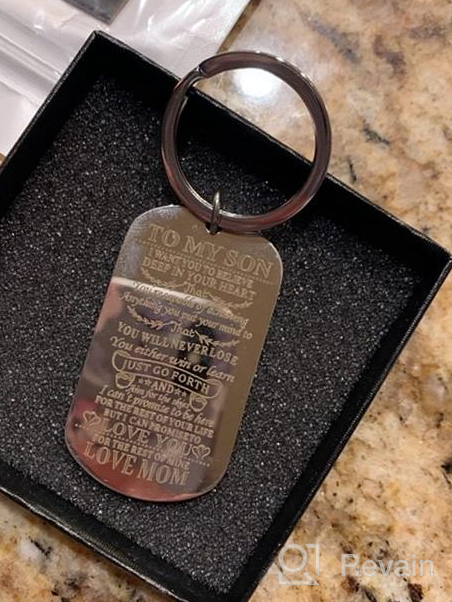 img 1 attached to Jvvsci Dad Mom to Son Dog Tag - Inspiring Heartfelt Message Pendant Necklace Keychain Birthday Jewelry Gift for Boys Teen review by John Faxon