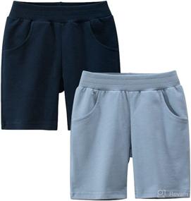 img 3 attached to GFQLONG Toddler Boys 2-Pack Cotton Sports Jogger Shorts, Kids Summer Solid Active Short Pants