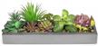 modern gray clay planter tray with 15-inch mixed color artificial succulent arrangement logo